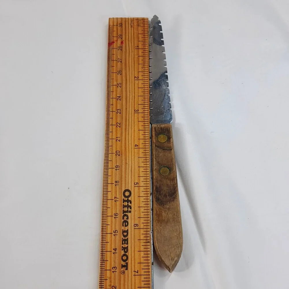 Vintage Robinson Stainless Serrated‎ Curved Grapefruit Knife Wood Handle USA